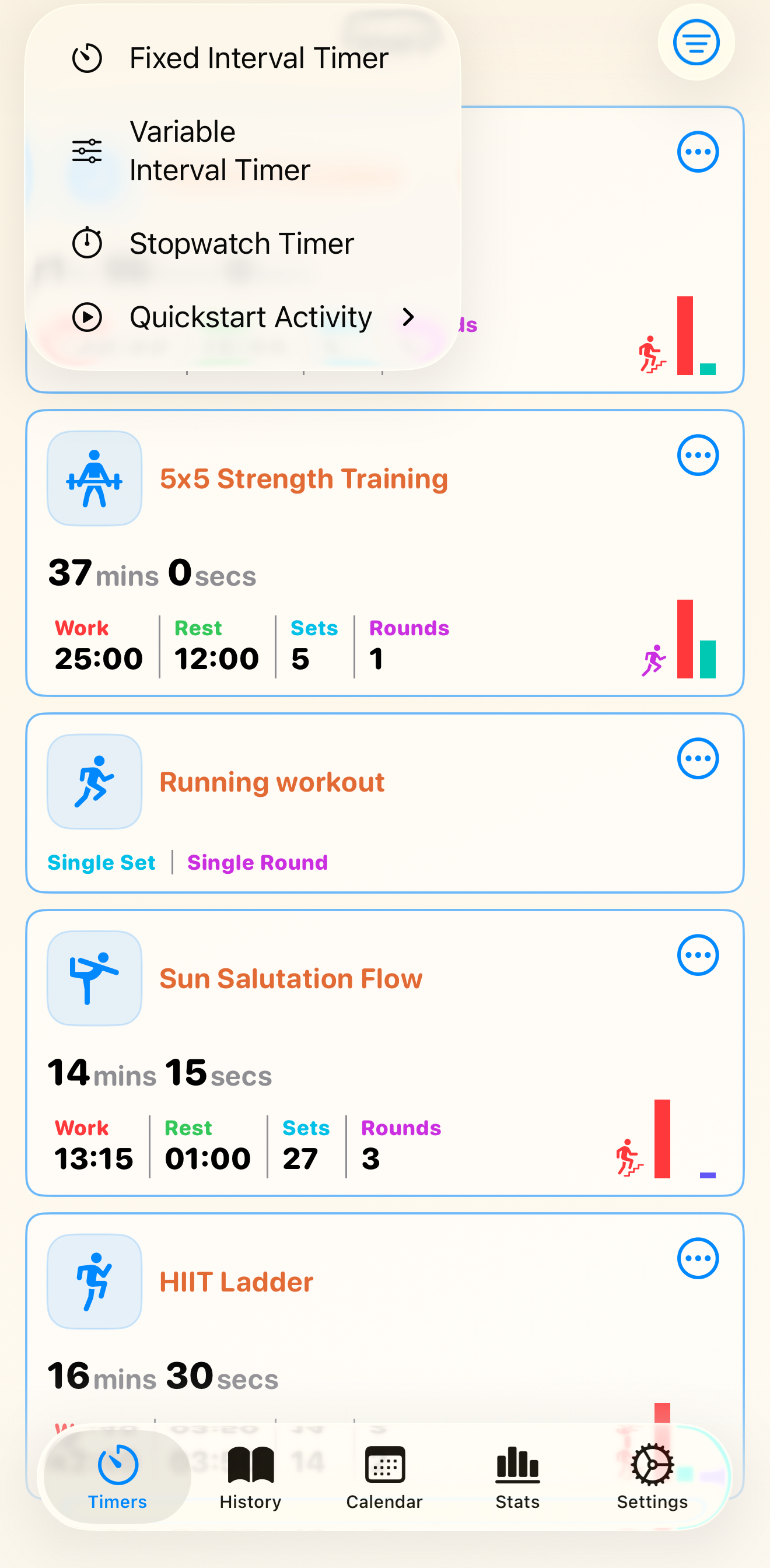 Ultimate Timer setup screen showing category and template selection