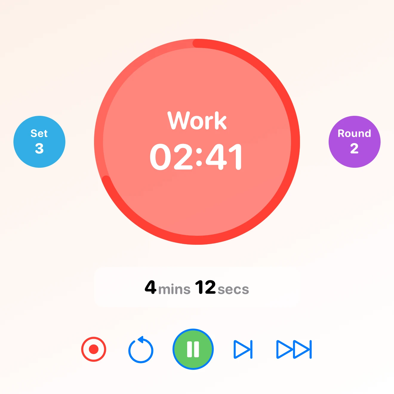 Ultimate Timer running a stopwatch session with set and round indicators